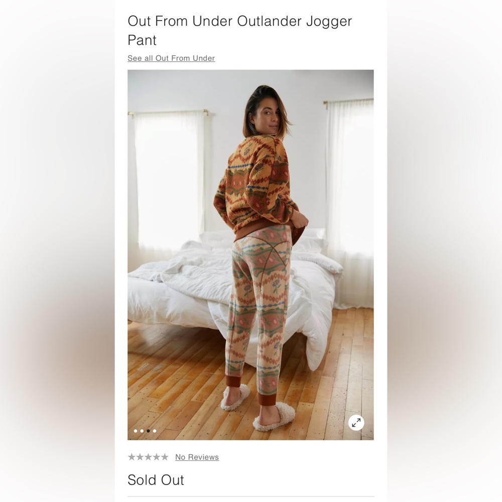 UO Out from Under Floral Fleece Jogger Pants Size M